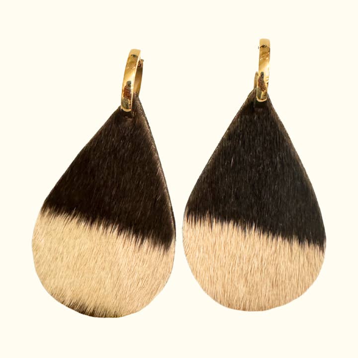 Zero Waste Teardrop Earrings in Zebra for wholesale by Norton and Hodges