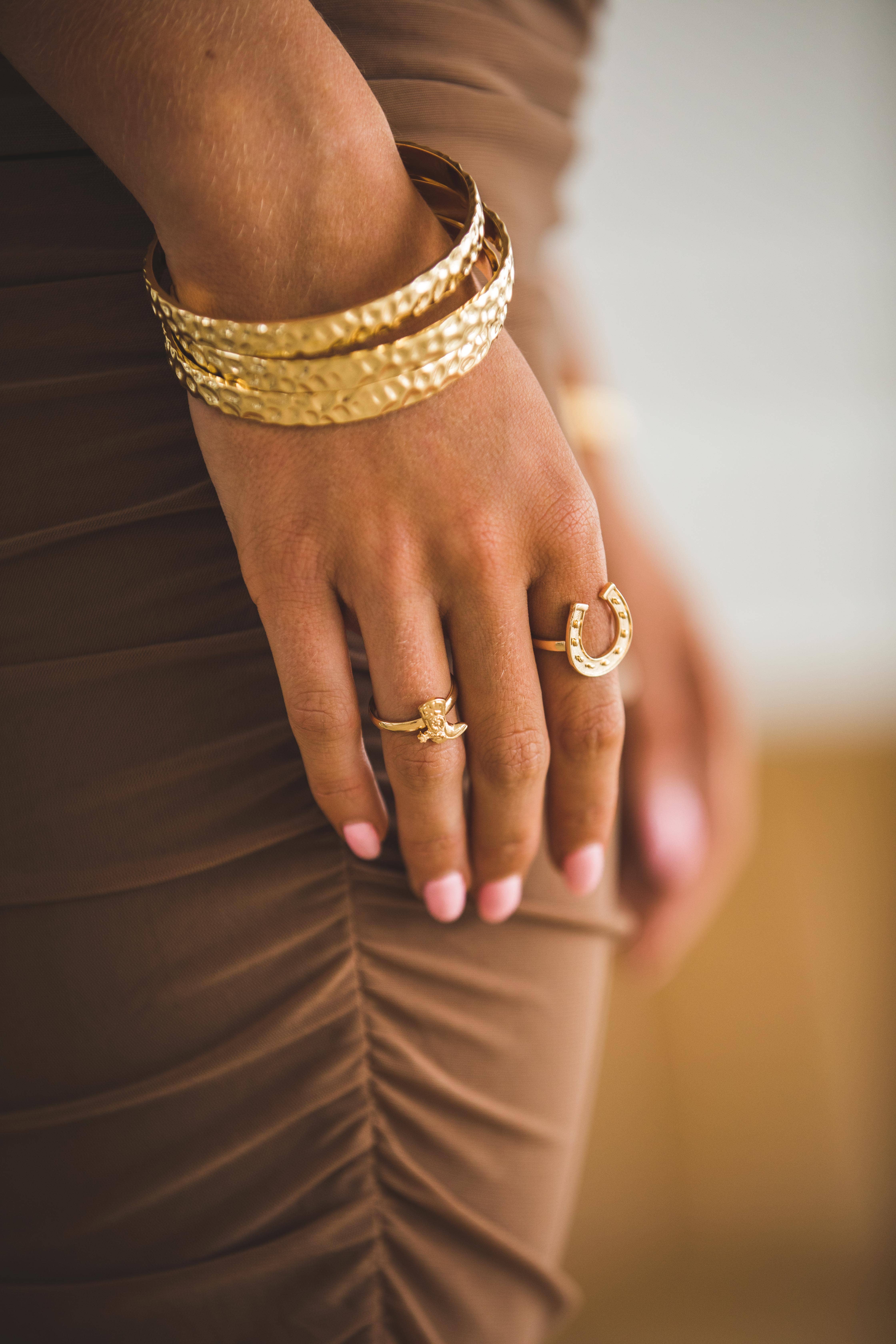 West & Co. - Wholesale Bangle Bracelet - 18K Gold Plated 3 Hammered Bangles1