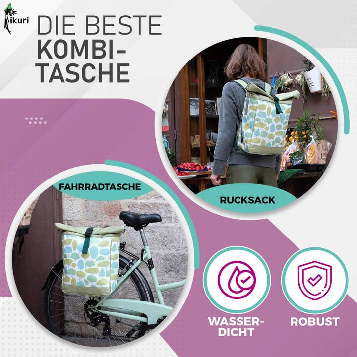 Ikuri - Vente Accessoires de vélo - Sac vélo 2 en 1 avec fonction sac à dos - Bosque1