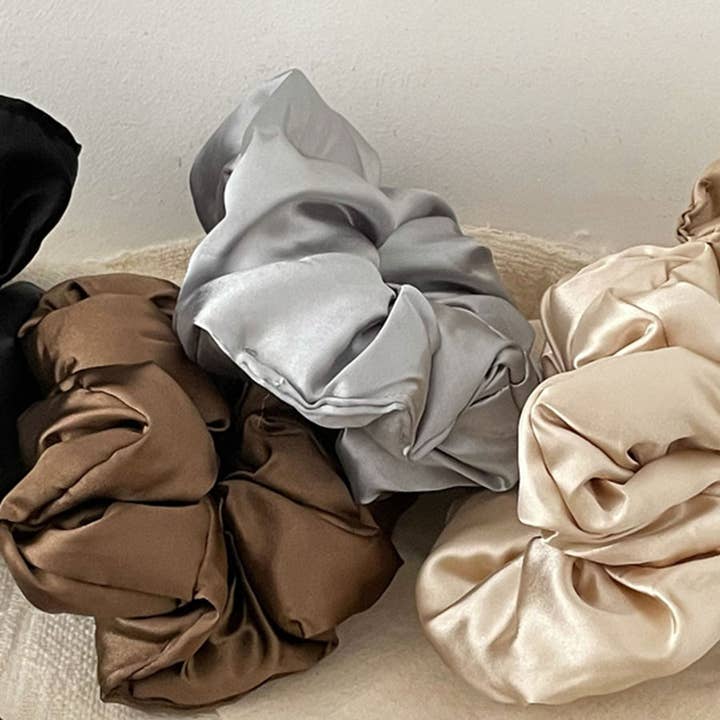 DOUBLJU - Wholesale Scrunchie - Women's - Solid Color Satin Hair Tie Pleated Scrunchie Hair Band10