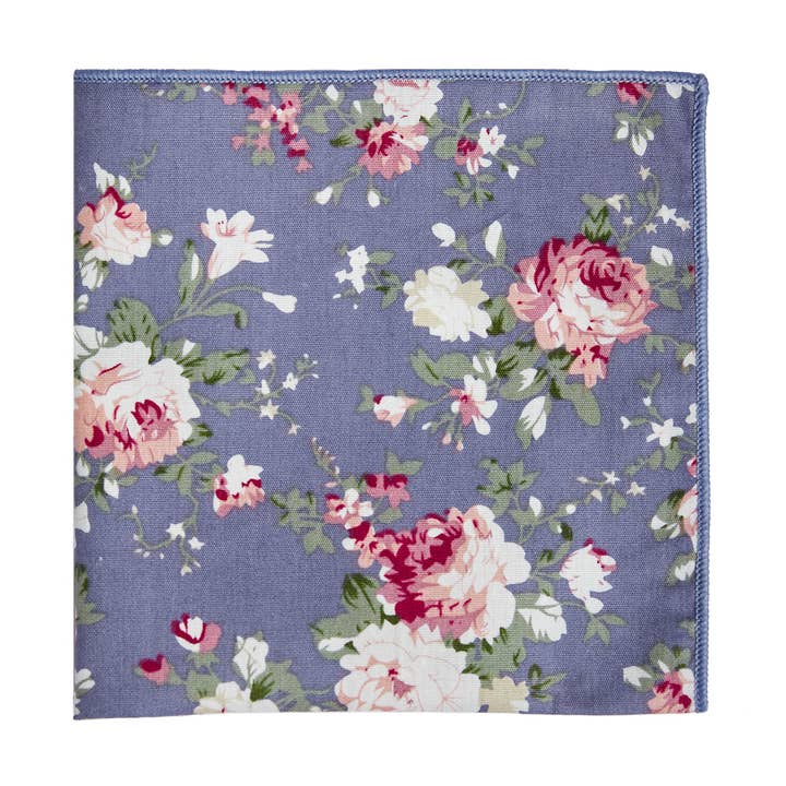 Blue Floral Pocket Square for wholesale by Groomsman Gear