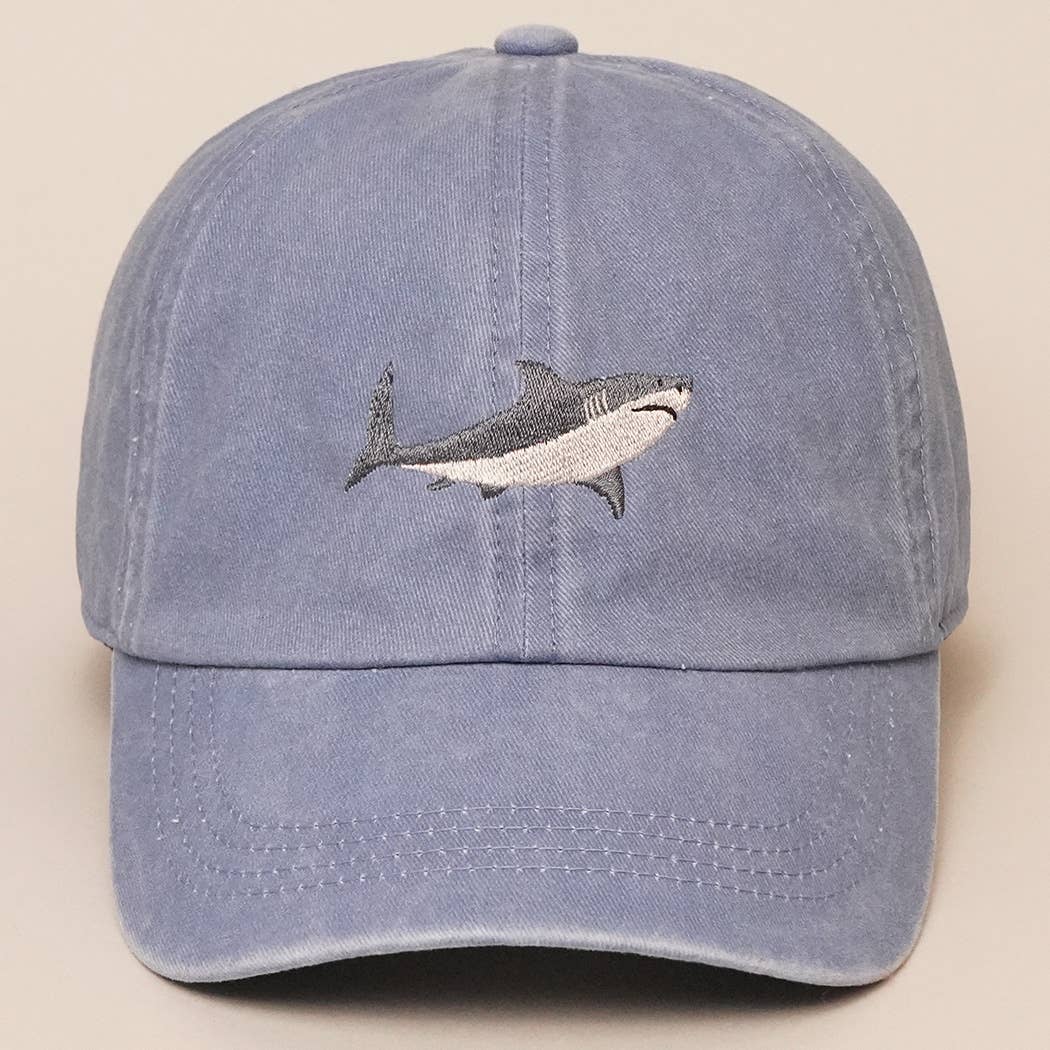 Fashion City - Wholesale Baseball Cap - Unisex - Shark Embroidered Cotton Baseball Dad Cap0