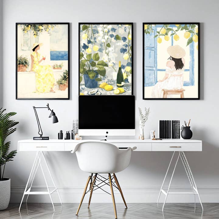 Workplace office decor | Set of 3 Italian Lifestyle Wall art Prints for wholesale by About Wall Art