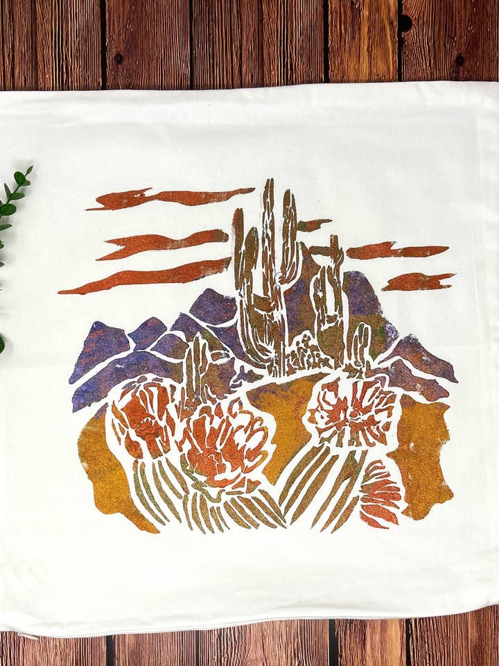Desert Hand Painted Throw Pillow Cover for wholesale by Third Wolf Designs