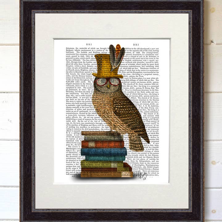 FabFunky Ltd - Wholesale Art Print - Owl on Books Book Print / Art Print / Wall Art4