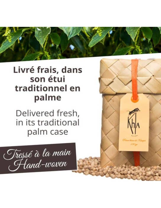 Khla - L'épicerie du Mékong – wholesale Pepper/peppercorns – Kampot white pepper IGP - Organic - Premium - in grains - 100g - Palm3