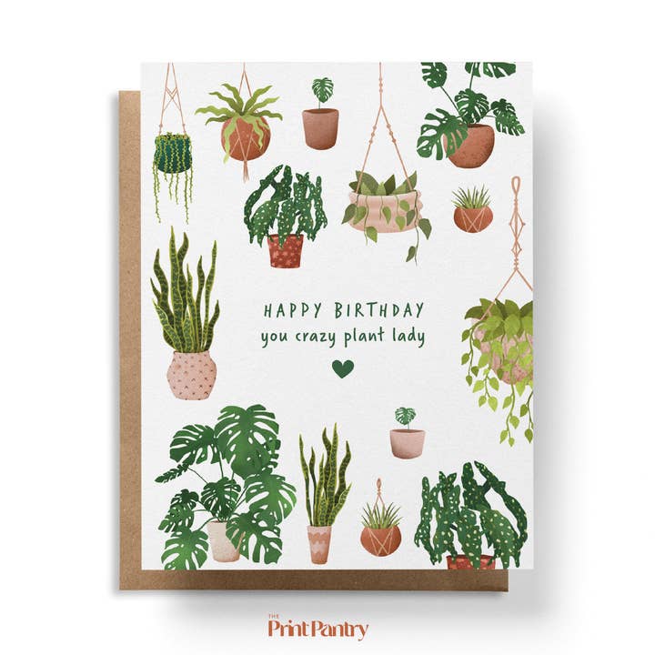 Crazy Plant Lady Birthday Card for wholesale by The Print Pantry