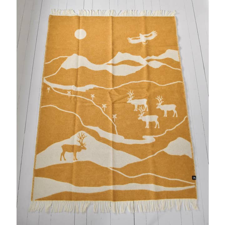 Mountain Hiking Yellow Wool Blanket for wholesale by Arvidssons Textil