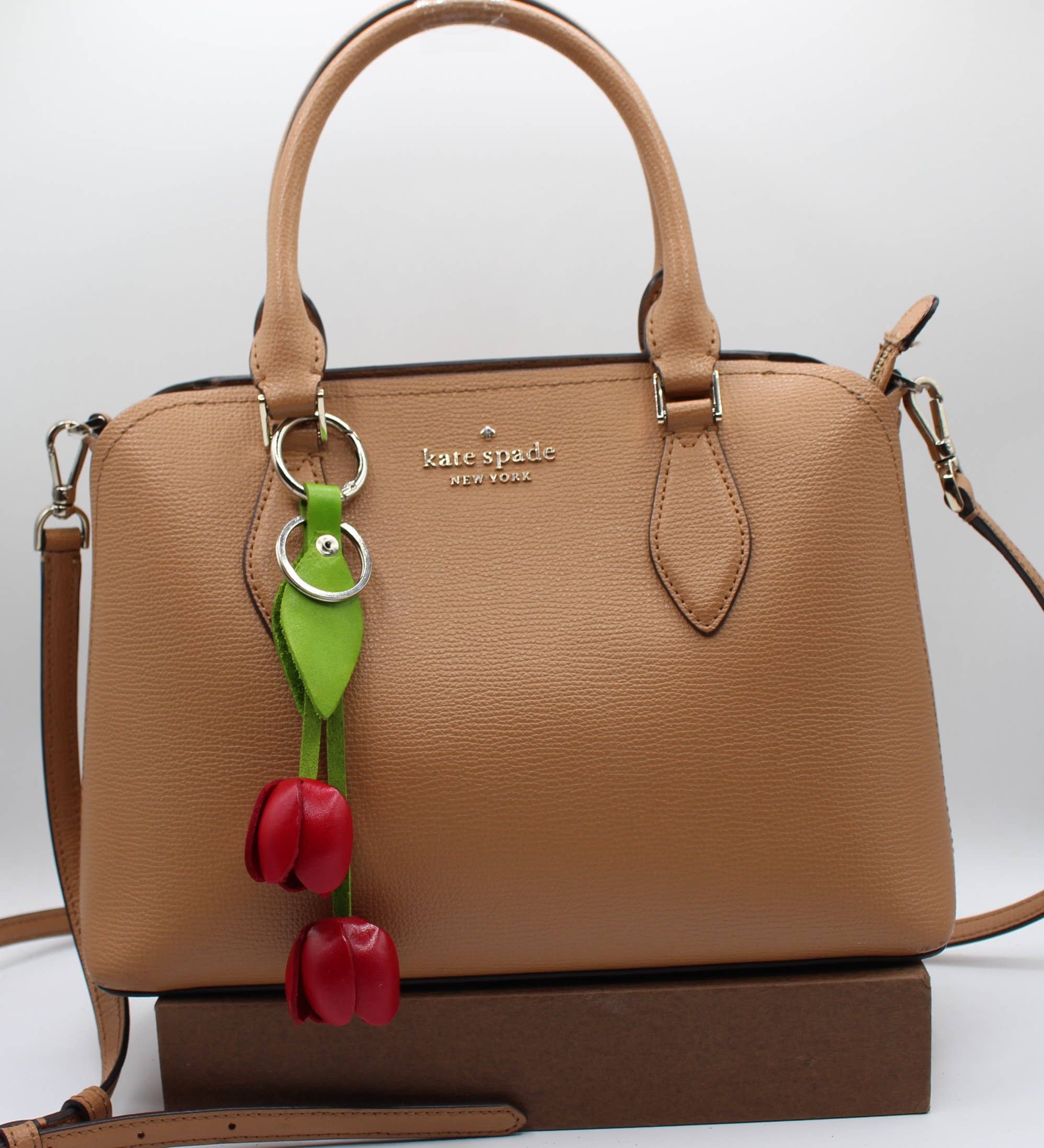 Sunflower Handmade leather inc – Engroshandel Nøglering - Dame – læder tulipan nøglering pung charm taske taske tilbehør12