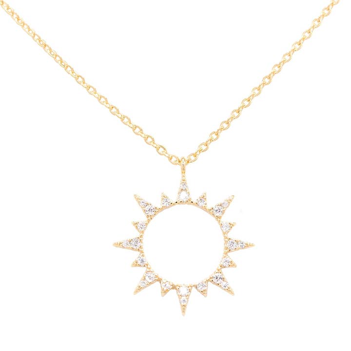 Sun CZ Gemstone Charm Halskæde Gavegave, Celestial for engroshandel hos Rebecca Accessories LLC