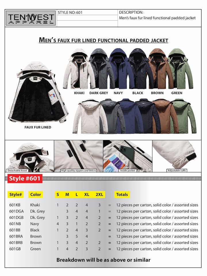 GEPOLSTERTE HERRENJACKE - BR für den Großhandel von Ten West Apparel