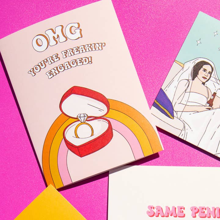 Party Mountain Paper co. – wholesale Engagement card – Freakin' Enagaged | Engagement Card