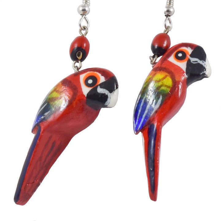 Amazon Ecology – wholesale Dangle earrings – Macaw Balsa Wood Earrings - made by artisans from the Peruvian Amazon3