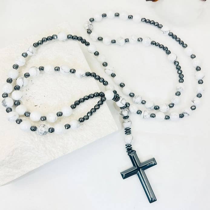 GemMeet - Wholesale Prayer Beads Necklace - Cross Catholic Stone Rosary Necklace 7