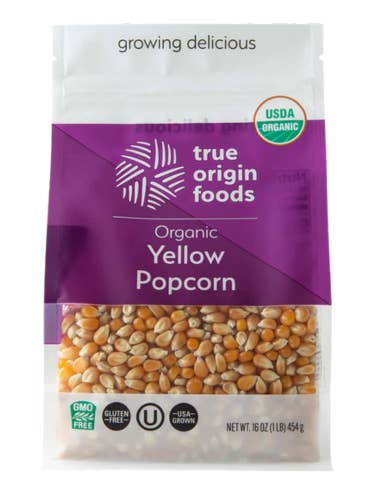 Økologisk gul popcorn - (6 - 1 pund tasker) for engroshandel hos True Origin Foods