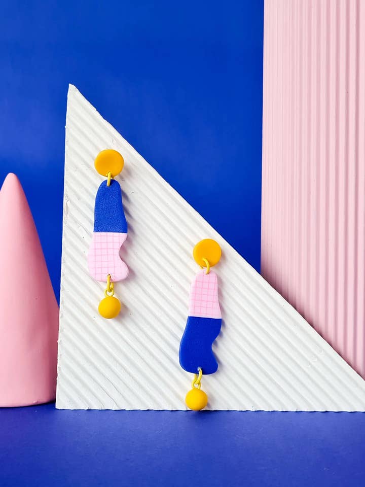 Orecchini in Polimero Fatti a Mano Neon Neo Memphis Anni '80 per la vendita all'ingrosso da parte di Mono