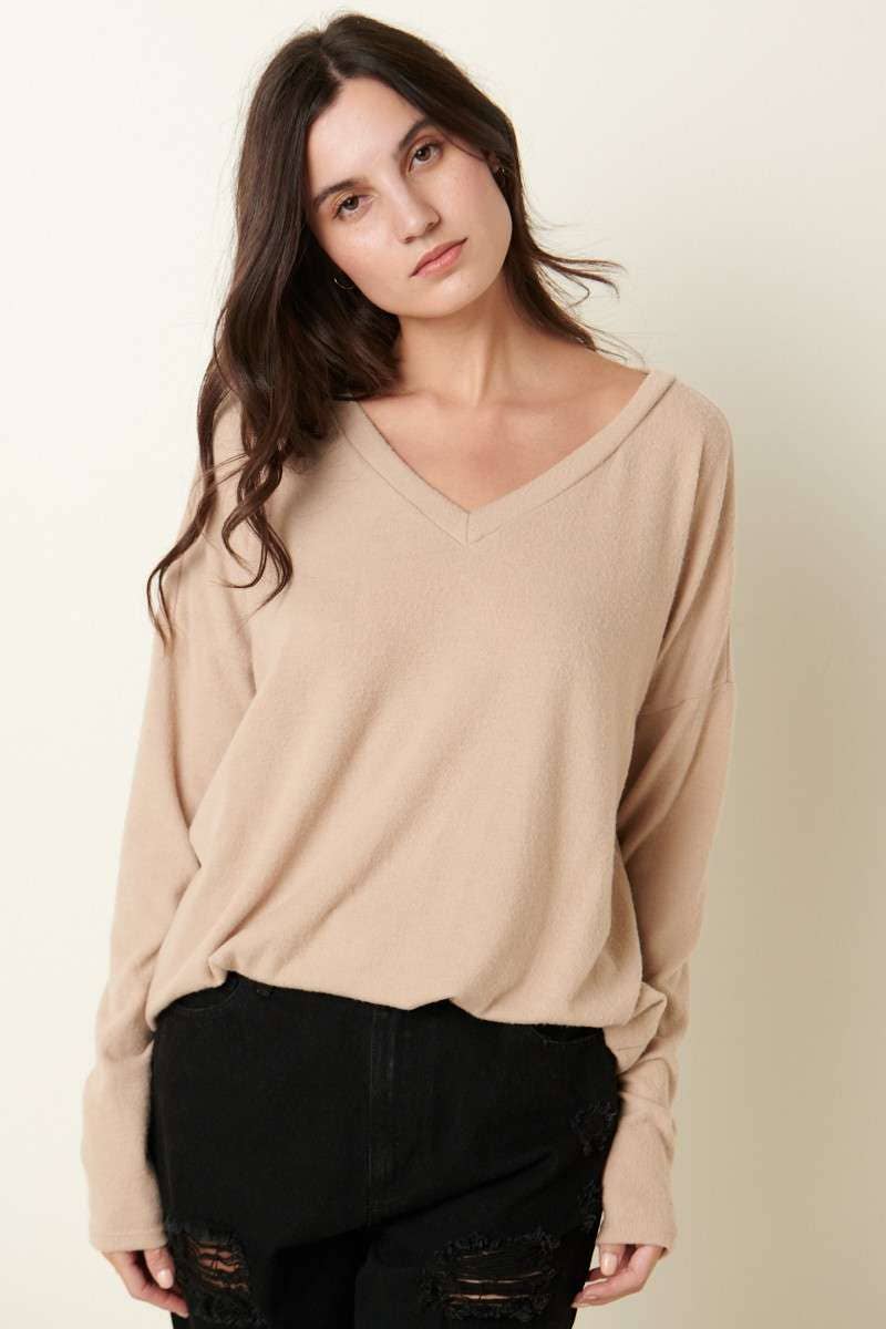 mittoshop - Venta al por mayor Jersey corto de punto - Mujer - TOP DE PUNTO CON CUELLO EN V ESTILO HACCI CEPILLADO T102224