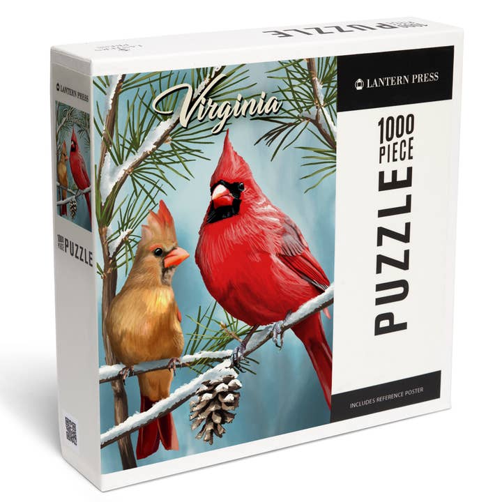 1000 PIECE PUZZLE Virginia, Cardinals in Winter for wholesale by Lantern Press