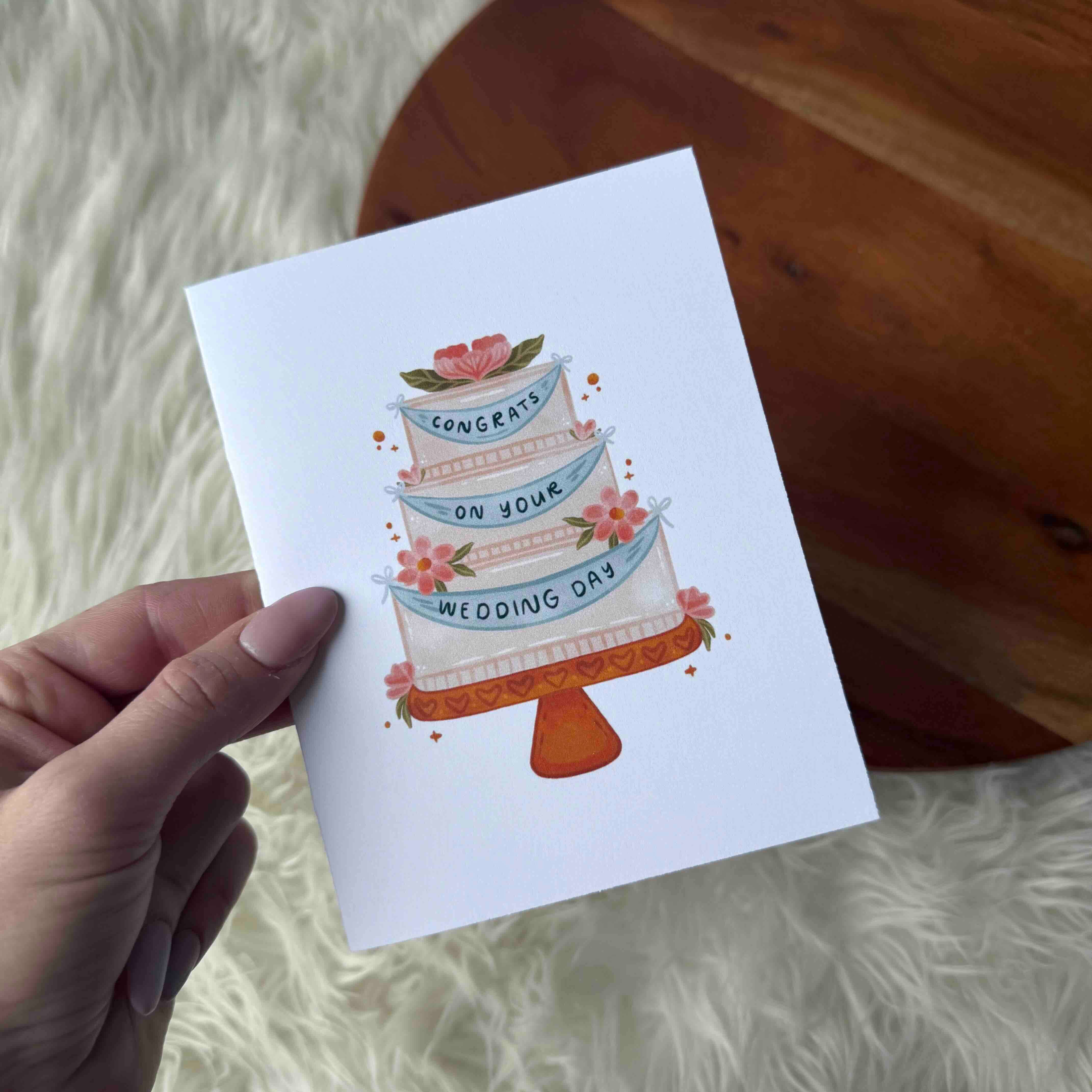 Big Moods - Wholesale Wedding Card - "Congrats on your wedding day" Wedding Cake With Banner Card2