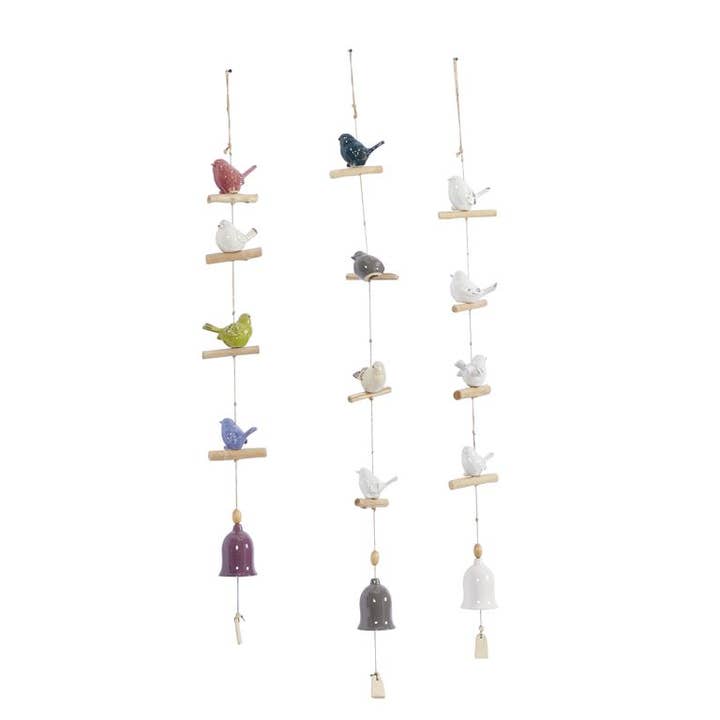 Will's Company - Wholesale Wind Chime - Ceramic Bird Wind Chime - 3 assorted colors, 46"