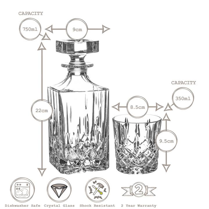 Rinkit Ltd - Vendita all'ingrosso Decanter - RCR Crystal - Set di bicchieri e decanter per whisky Orchestra, 5 pezzi