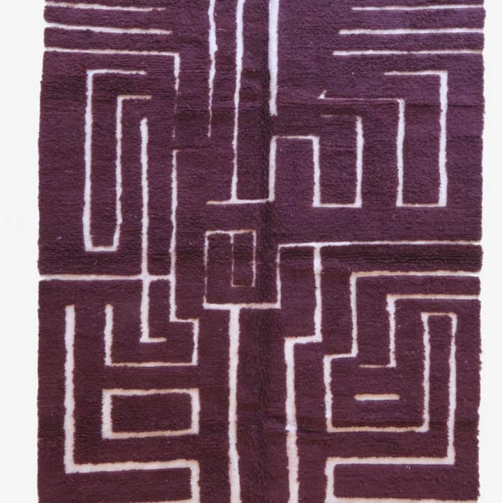 bazarifinagh - Wholesale Area Rug - Handmade Burgundy Textured Moroccan Wool Rug 7x9ft0