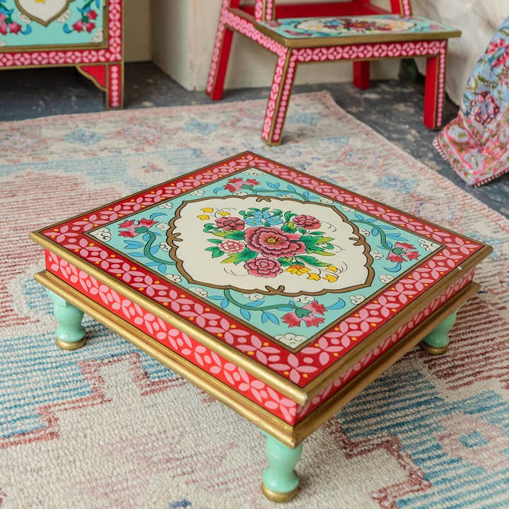 Namaste - Wholesale Side Table - Rikisha Hand Painted Bajot Table0