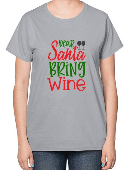 Lieber Weihnachtsmann bring Wein 898# - Wein- Damen T-Shirt für den Großhandel von tshirt unlimited