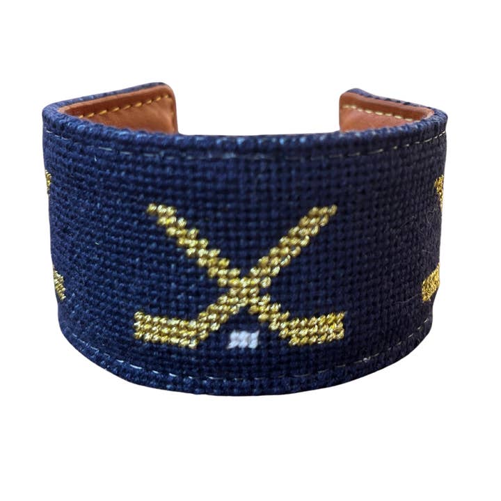 Hockey Needlepoint Cuff Bracelet for wholesale by York Design Co