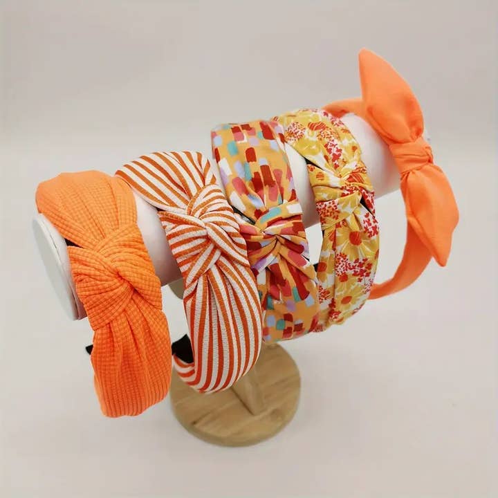 Kate Tuesday Jewelry - Wholesale Fashion Headband - Women's - Orange Sunshine Knotted Headband Pack of 5