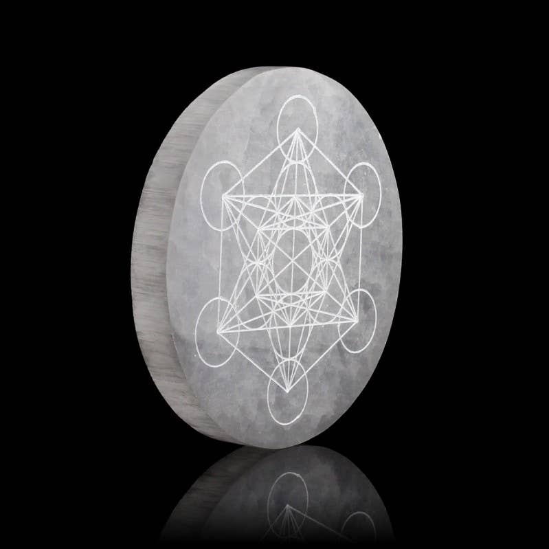 UniArt - Wholesale Ornament - Engraved selenite disc, 14 cm3