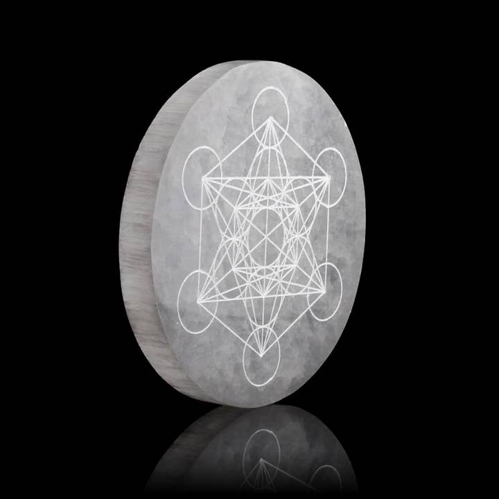 UniArt - Wholesale Ornament - Engraved selenite disc, 14 cm3