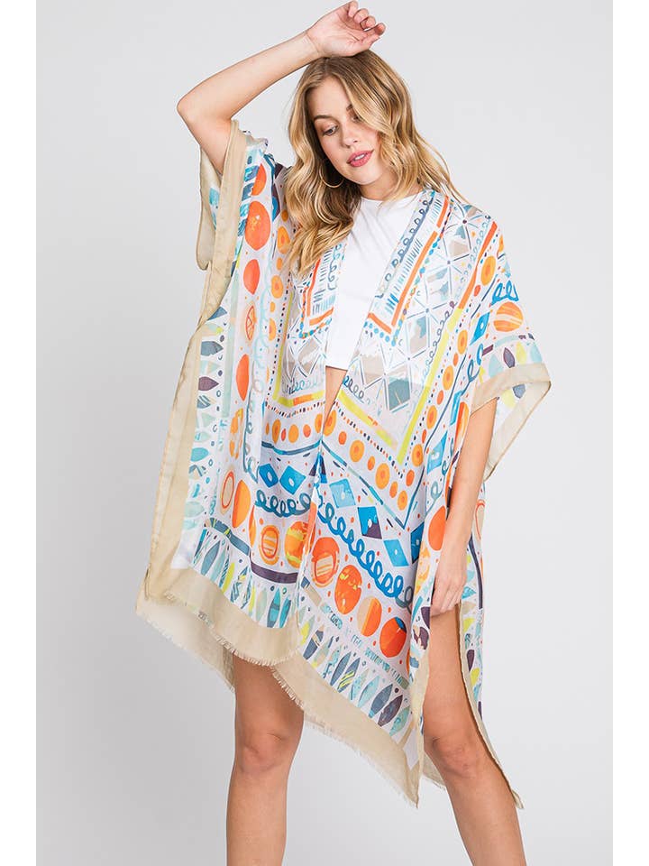 Hana - Vendita all'ingrosso Kimono - Donna - Kimono estivo con stampa geometrica boho ad acquerello6