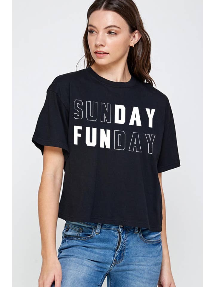 COLORBEAR - Wholesale T-Shirt (Graphic) - Women's - Sunday Funday Graphic Relaxed Crop Top5