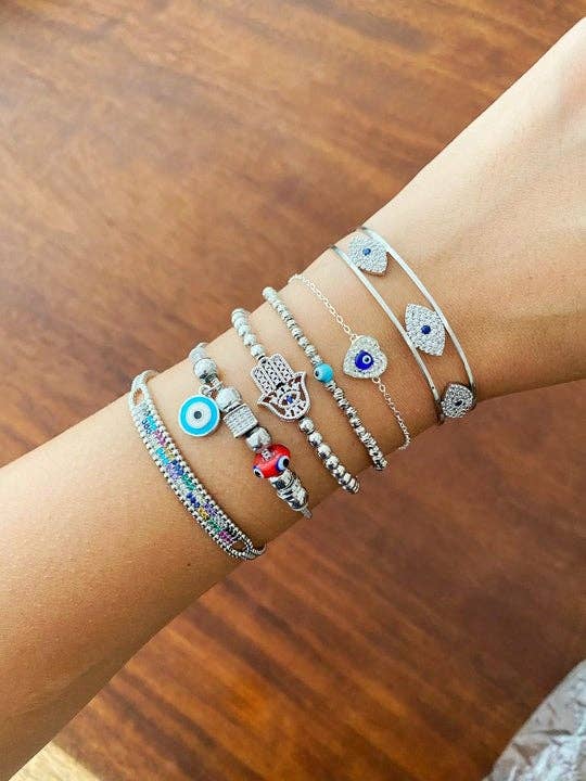 Evileyefavor - Wholesale Cuff Bracelet - Silver Evil Eye Bracelet, Evil Eye Cuff Bracelet, Greek Evil Eye Jewelry8