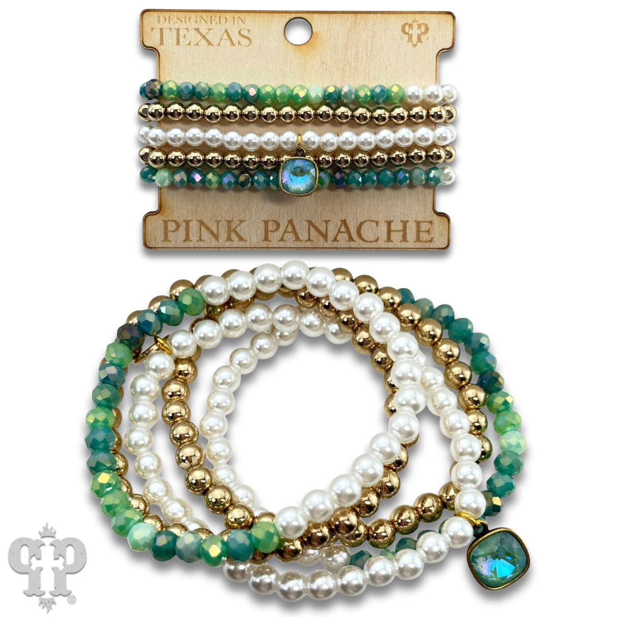 Pink Panache Brands - Wholesale Jewelry Set - Mixed bead bracelet set with Austrian crystal0