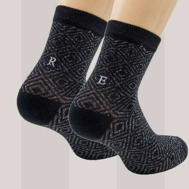 657 BLACK ALLOVER LUREX with GREY - Ankle for wholesale by Individual Socks