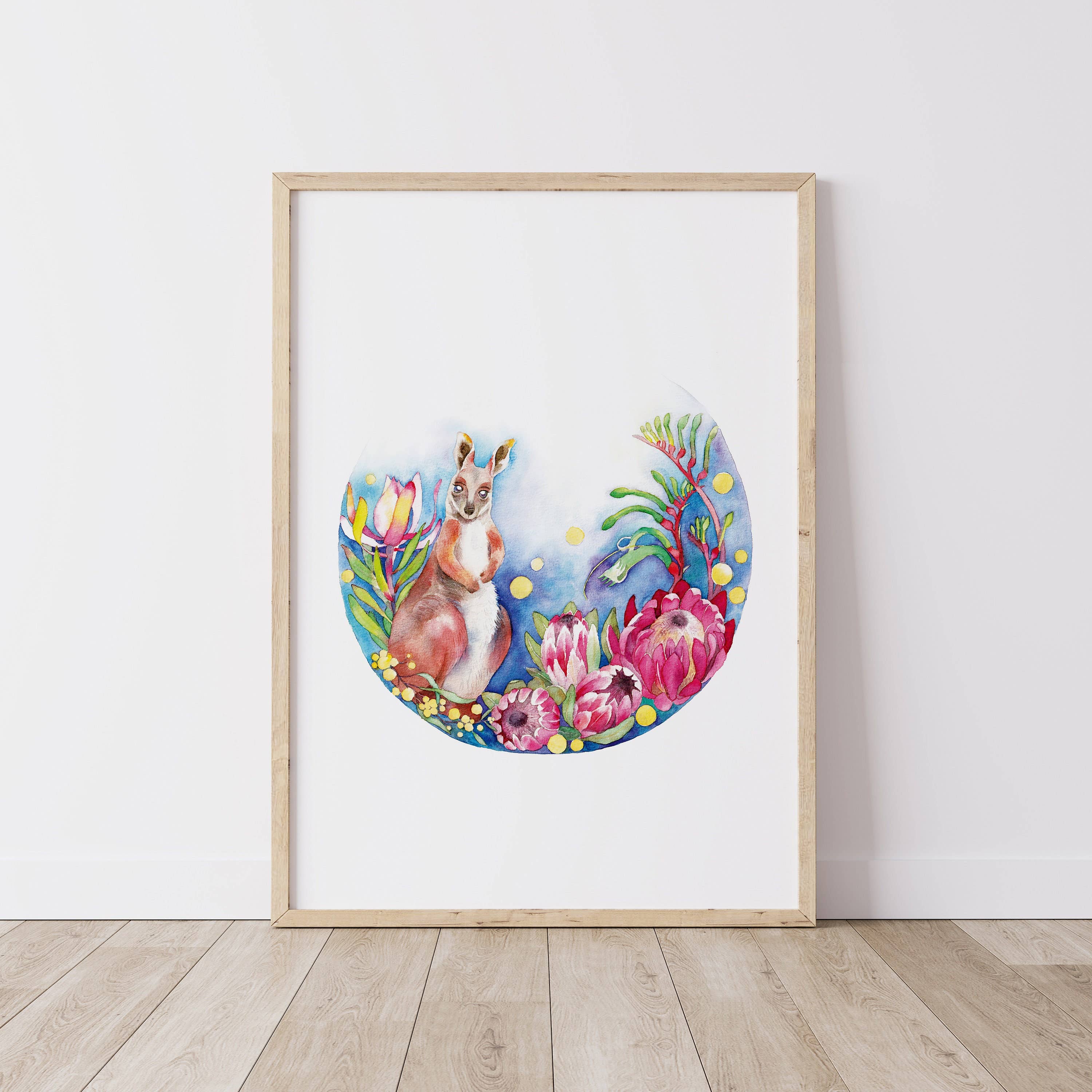 Watercolour By Cat - Wholesale Art print - Wallaby // Australian Natives Plant // Watercolour Art Print // Wall Art1