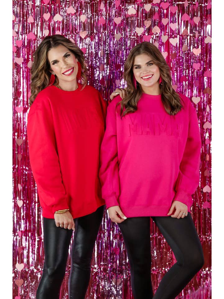 Red Loved Embossed Sweatshirt for wholesale on Faire6