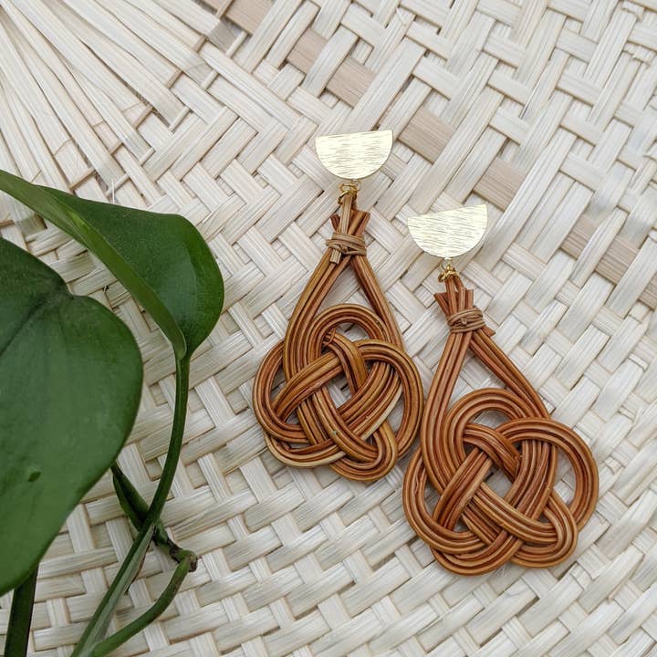 Dynamo - Venta al por mayor Pendientes colgantes - Pendientes de mimbre Joyas de ratán Boho Verano Pendientes