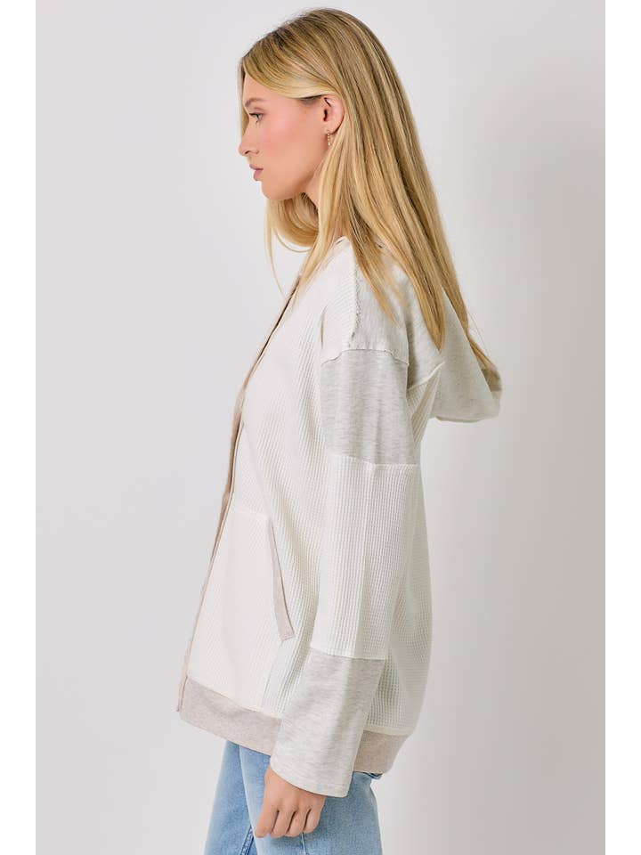 Mystree - Wholesale Cardigan - Women's - 60553 Color Block Hoodie Cardigan17