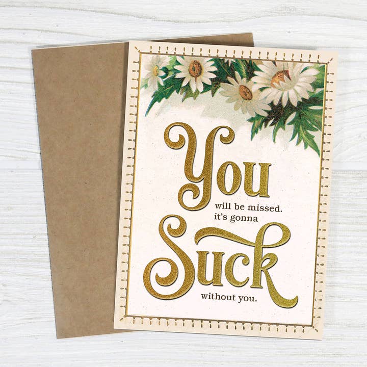 Bad Betty Greeting Co. - Wholesale Retirement Card - Funny Retirement Card - Miss You, Gonna Suck Without You1