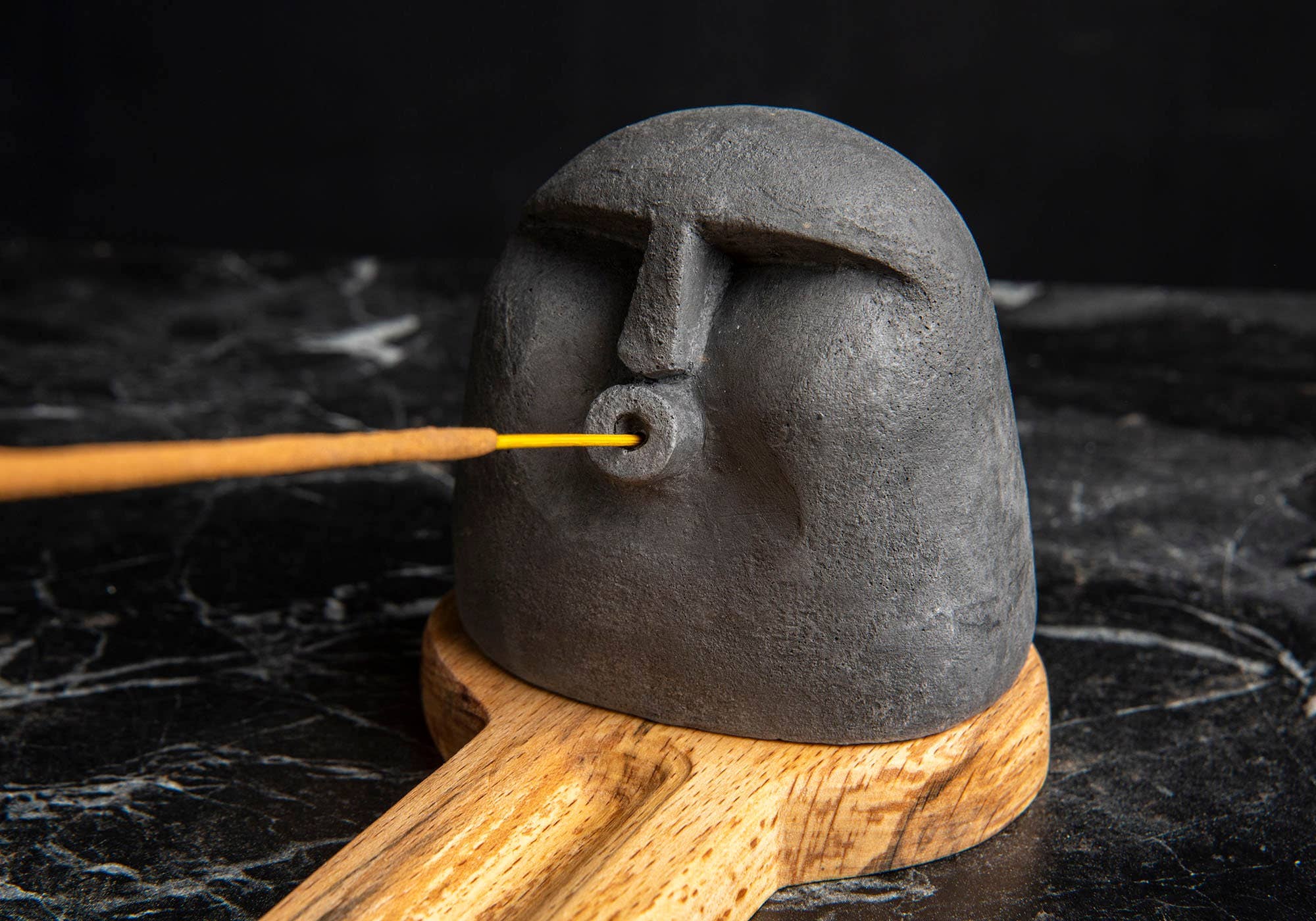 Troy Touch – wholesale Incense holder – Stone Face Incense Stick Holder GRANDE Stone Head4