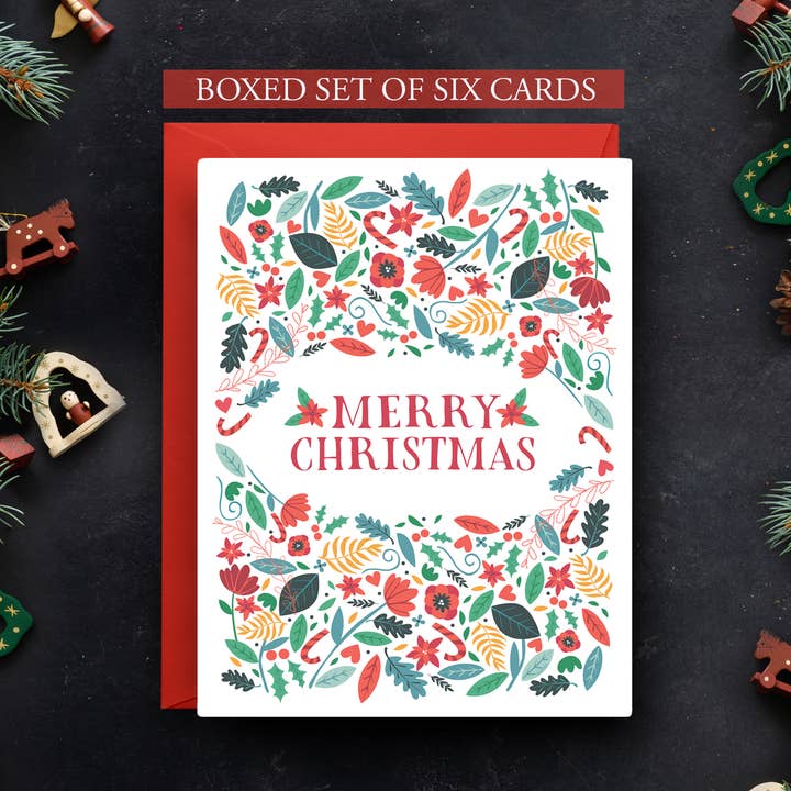 Christmas Holiday Pattern Cards- (Boxed Set of 6) for wholesale by Nicole Marie Paperie