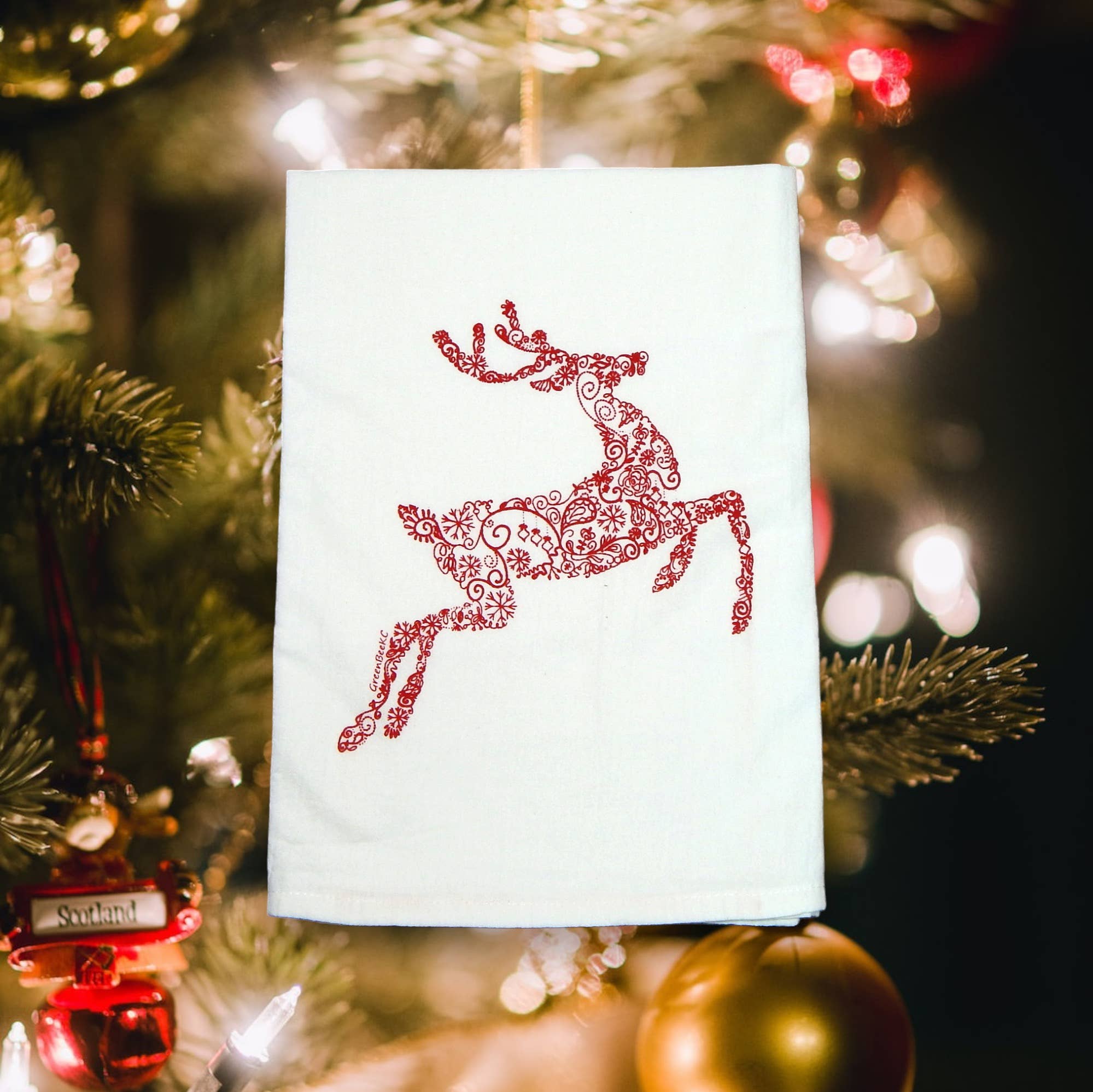 Green Bee Tea Towels - Wholesale Tea Towel - Reindeer Kitchen Towel | Towels | Christmas Dish Towels4