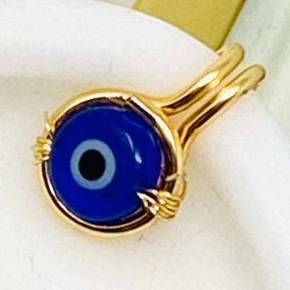 Boucle d'oreille Evil Eye, brassard d'oreille sans cartilage piercing, boucles d'oreilles Evil Eye, boucles d'oreilles en cartilage, cerceau en cartilage, manchette dorée, grimpe-oreille pour la vente par Melina Almonte Couture