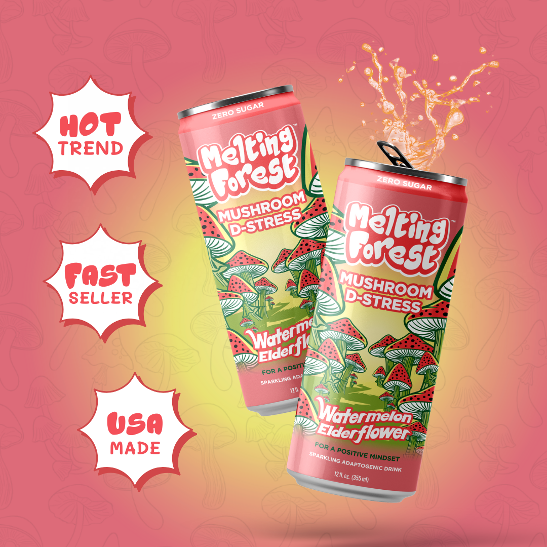 Melting Forest - Wholesale Sparkling Water - Mushroom Drink | Stress Relief | Watermelon Elderflower 6