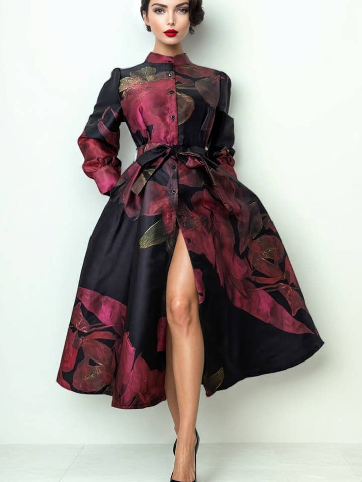 W86971 BUTTON DOWN HIGH NECK DRESS for wholesale by N by Nancy