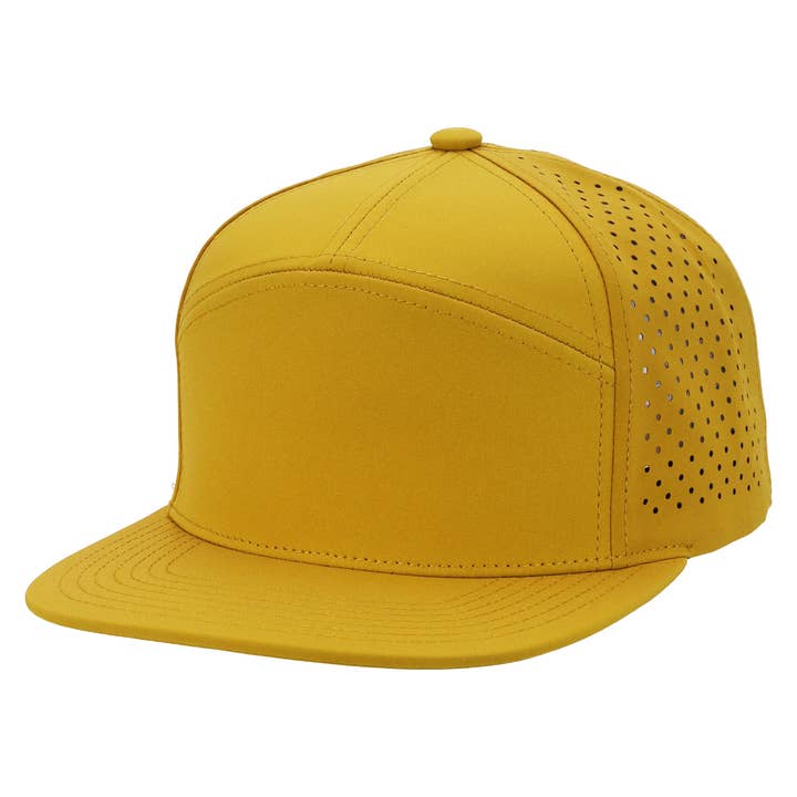 Cap Zone - Wholesale Flat Brim Cap - Unisex - 7 Panel Flat Bill Perforated Snapback6