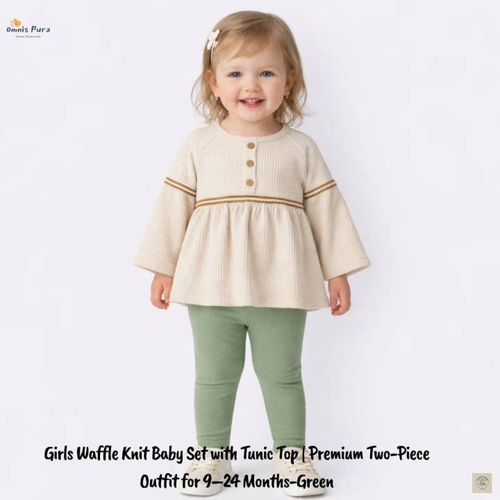Girls Waffle Knit Baby Set with Tunic Top | Two-Piece Outfit for wholesale by Omnis Pura